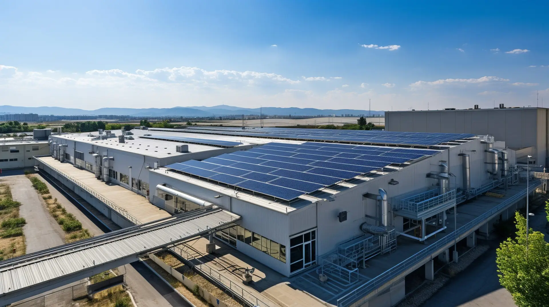 a building with solar panels on the roof