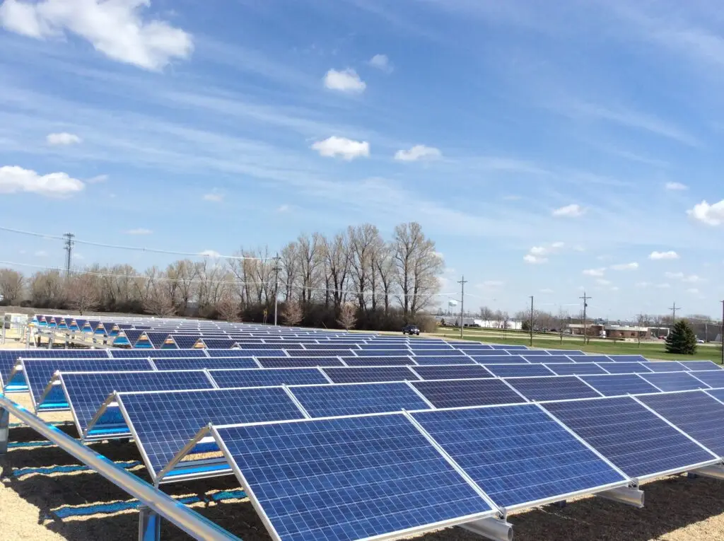 a solar panels on a field