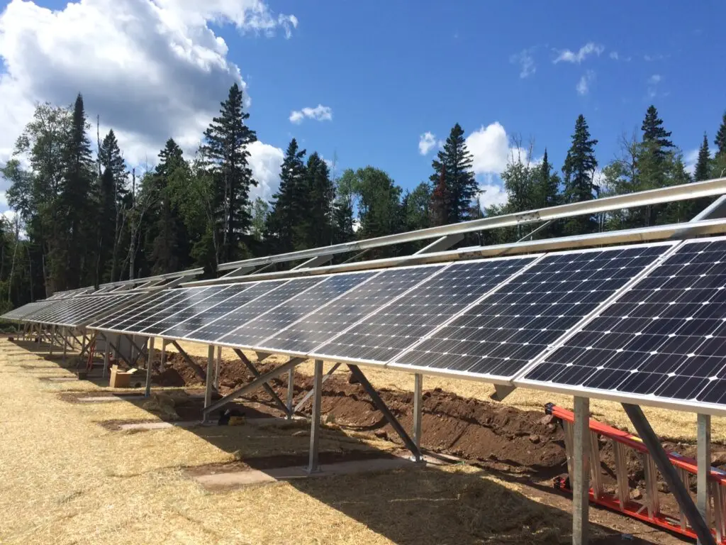 solar panels on a metal structure