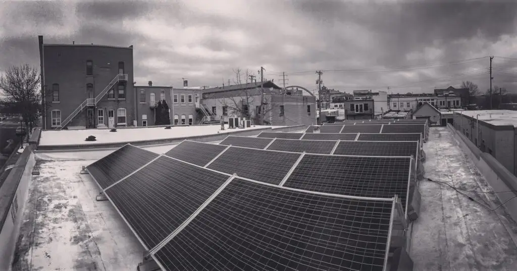 solar panels on a roof