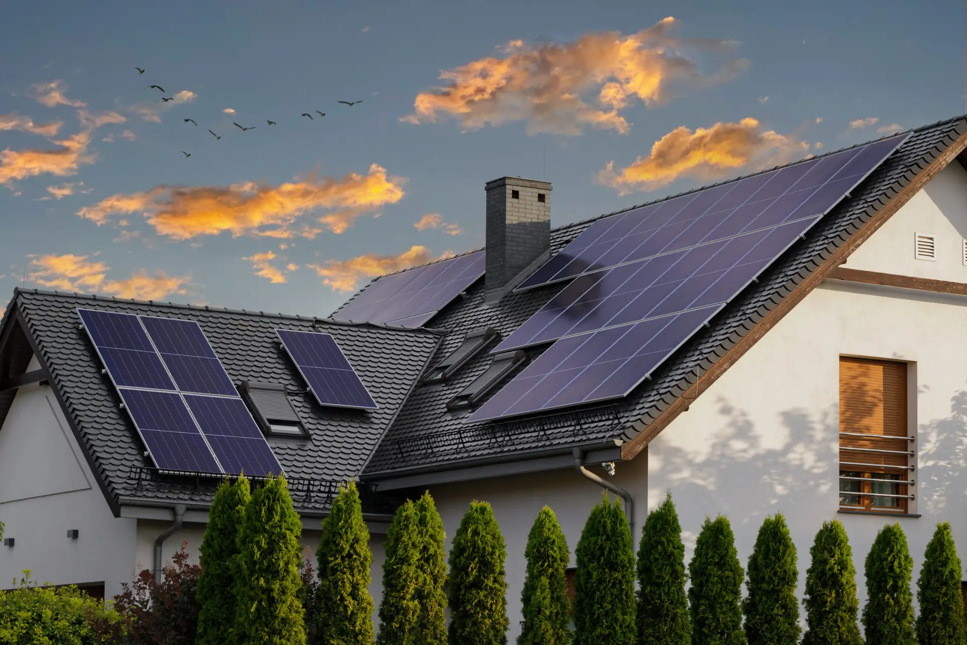 solar panels on a roof